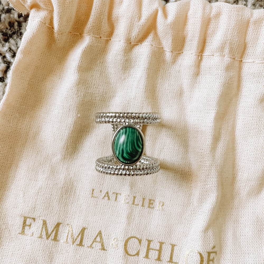 Emma & Chloe Silver Green Ring